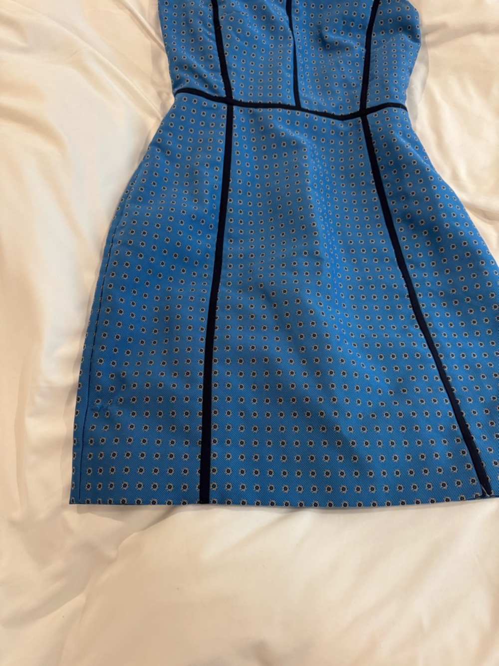J. Crew Blue Sleeveless Sheath Dress with Black Piping - Picture 2 of 6